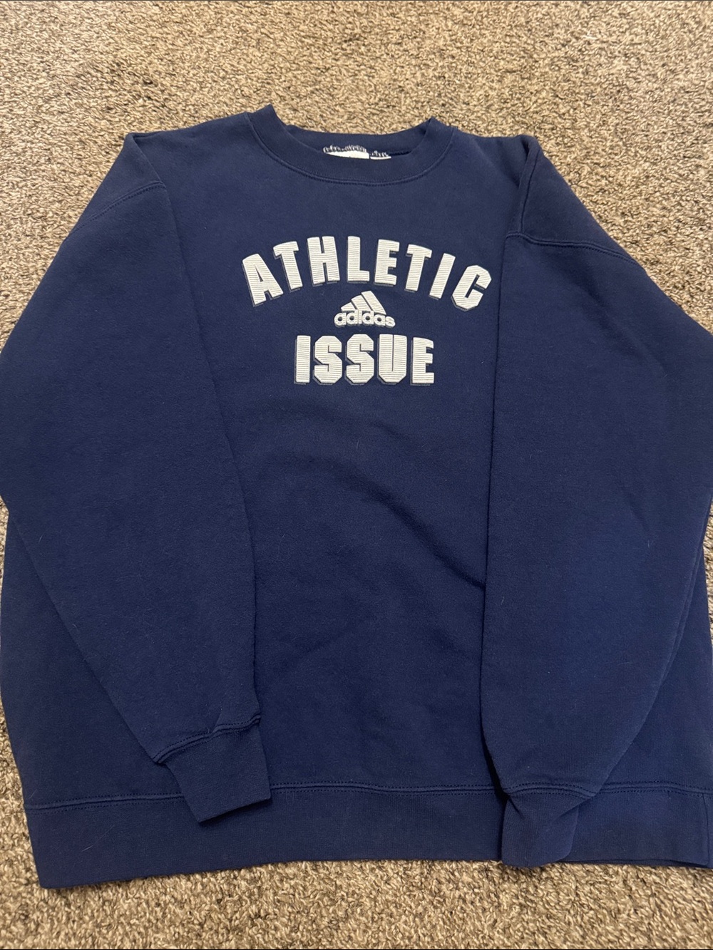adidas Navy Crewneck Sweatshirt with 'Athletic Issue' Graphic